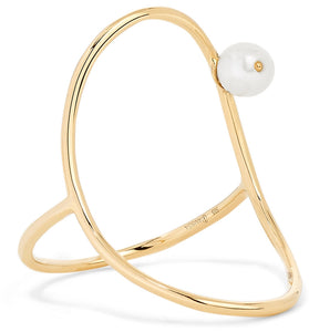 Anissa Kermiche Oval 14 Karat Gold Pearl Ring