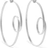 Annie Costello Brown Circle Scroll Silver Hoop Earrings