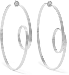 Annie Costello Brown Circle Scroll Silver Hoop Earrings