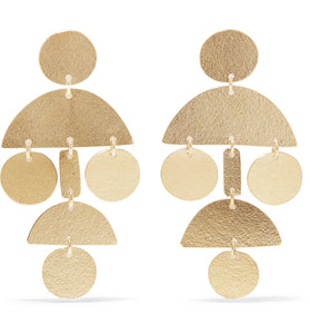 Annie Costello Brown Mini Pompom Gold Tone Earrings