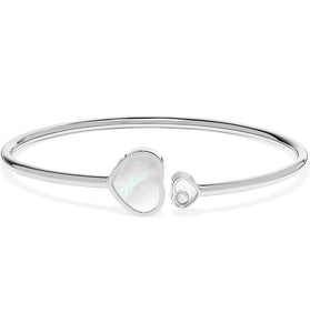 Chopard Happy Hearts 18 Karat White Gold Diamond And Mother Of Pearl Cuff
